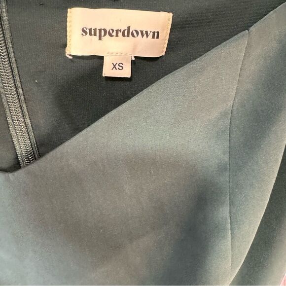 REVOLVE SUPERDOWN Khloe Ruffle Sleeve Mini Dress in Emerald Green - Picture 8 of 8